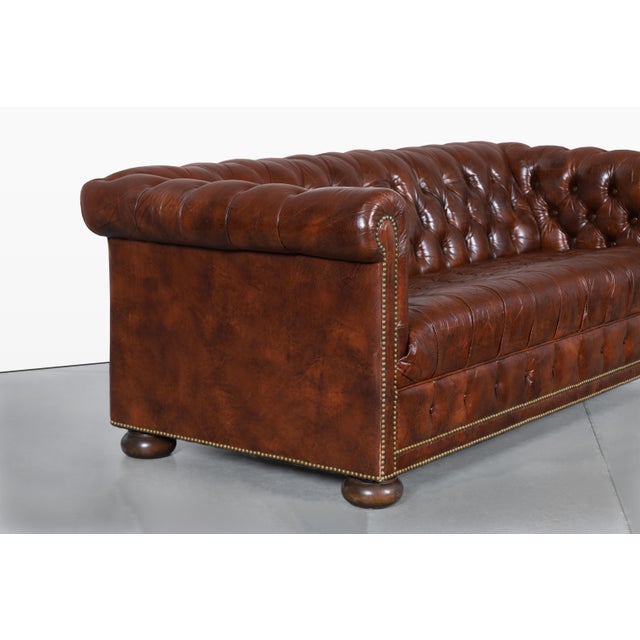Vintage Brown Leather Chesterfield Sofa For Sale - Image 4 of 13