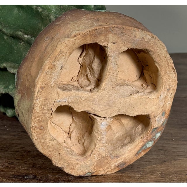 Large Italian Terracotta and Green Glazed Ceramic Cactus Sculpture For Sale - Image 12 of 12