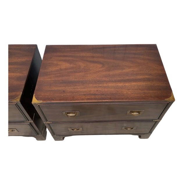 Drexel Heritage Heritage Mid 20th Century Campaign Chest of Drawers (Set of 2) For Sale - Image 4 of 9