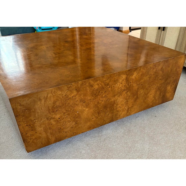 Milo Baughman MCM Large Burl Wood Coffee Table For Sale - Image 4 of 9