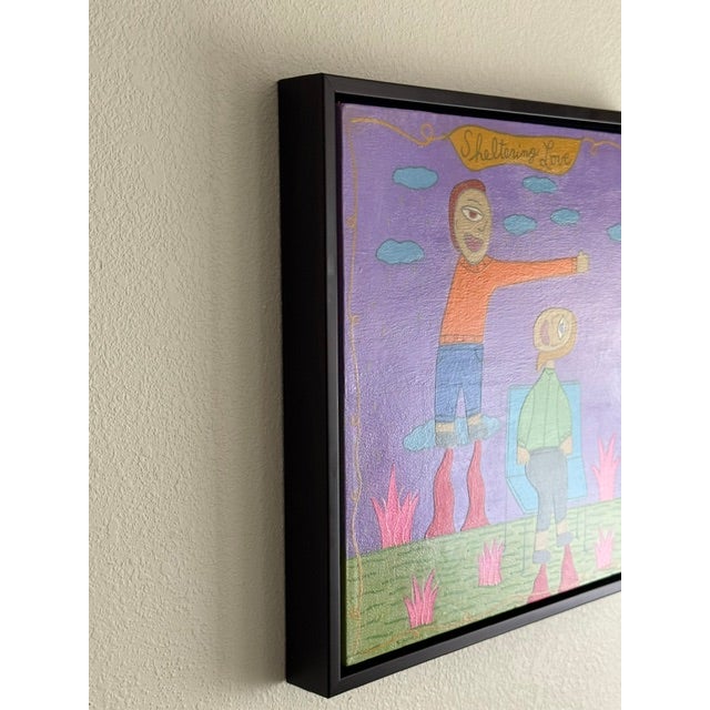 Original Acrylic Folk Art Painting Done My Renowned Key West Artist 'Sheltering Love' For Sale - Image 4 of 7