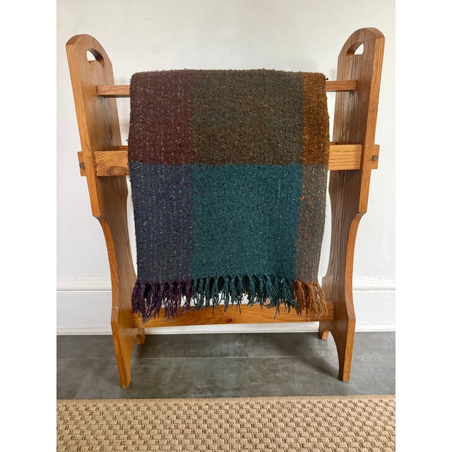 American Vintage Benchmade Solid Oak Quilt or Blanket Rack For Sale - Image 3 of 13