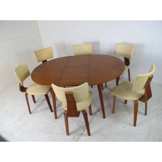 Cor Alons Mid-Century Modernist Vintage Plywood Dining Chairs & Extendable Table by Cor Alons for Gouda den Boer, Set of 7 For Sale - Image 4 of 14