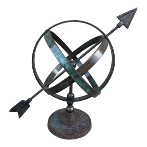 Rustic Verdigris Iron Armillary Sphere on Pedestal – European Garden Accent