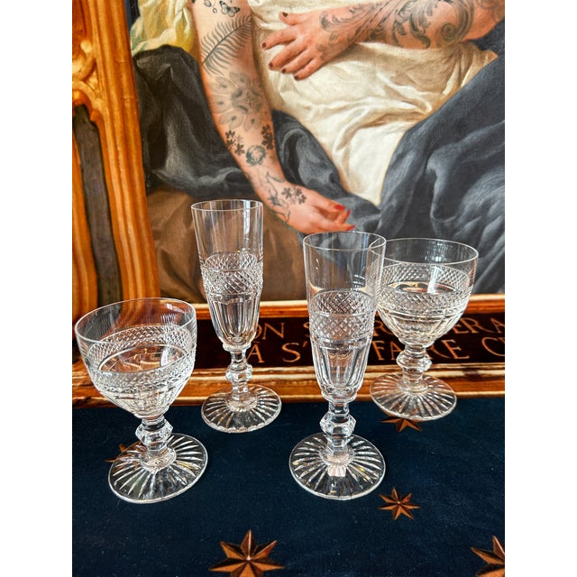 Flut Trianon Saint Louis Glasses, Set of 2, in Flawless conditions. Designed 1890 to 1919 This piece has an attribution...