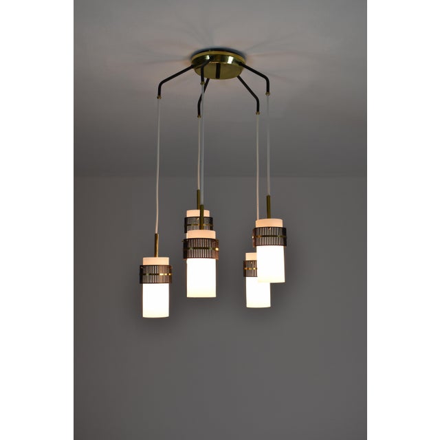 1950s 1950's 5 Lights Glass Pendant by Stilnovo For Sale - Image 5 of 12