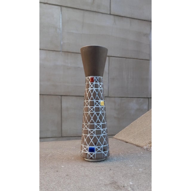 Upsala-Ekeby 1954 MCM Ingrid Atterberg "Corso" Bud Vase for Upsala Ekeby, Sweden 8" For Sale - Image 4 of 12