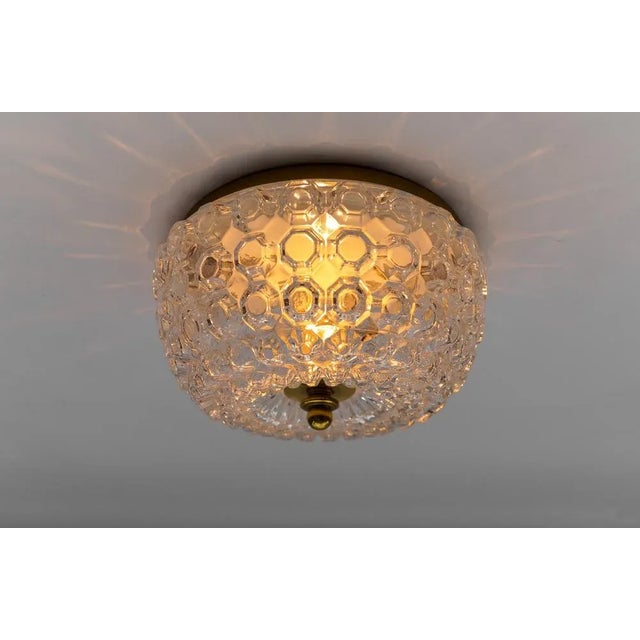 1 of 4 Elegant Flush Mount Lamp in Glass by Limburg, Gerrmany 1960s We have four different sizes of the same model with 4...