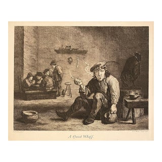 David Teniers Quiet Whiff Tavern Scene Engraving For Sale