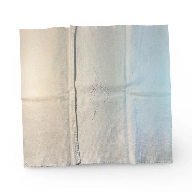 Asian Antique French Antique Linen Tea Towel - Dual C Monograms - Hemstitched Drawn Thread Border 1900s For Sale - Image 3 of 9