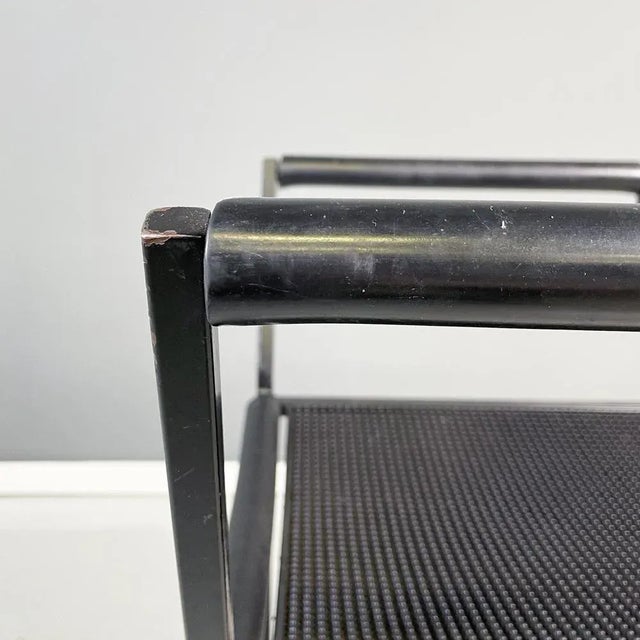 Metal Italian Modern Savonarola Chair in Black Metal attributed to Maurizio Peregalli for Zeus, 1990s For Sale - Image 7 of 13