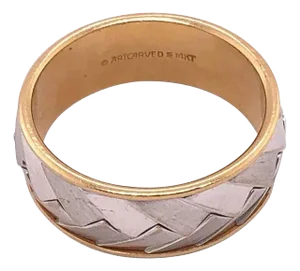 14 Karat Two-Tone White and Yellow Gold Weave Band or Wedding Ring