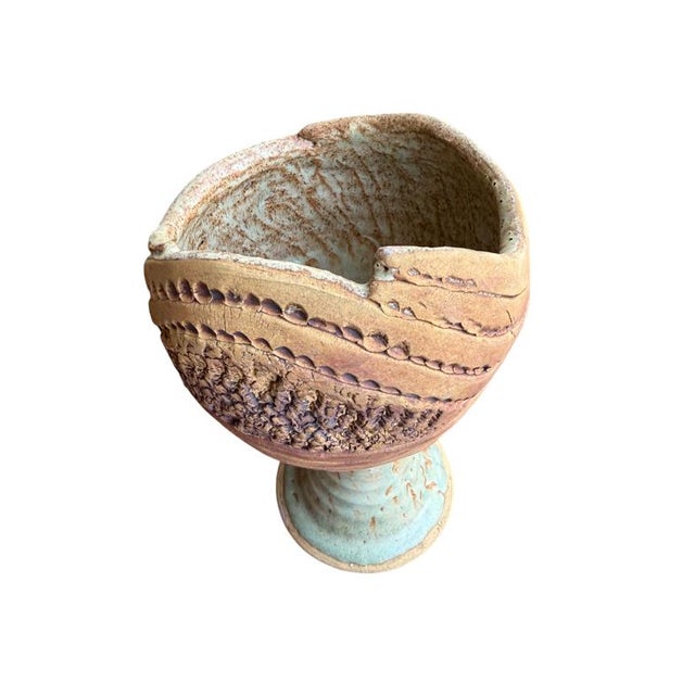 Vintage Studio Pottery Pedestal Pot Brutalist For Sale - Image 4 of 4