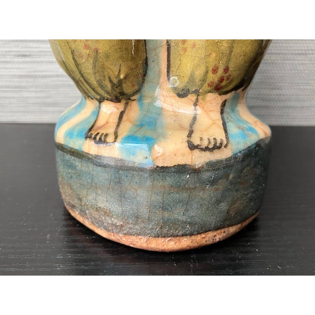 Mid–Late 19th Century Persian Qajar Dynasty Polychrome Fritware Figural Flask For Sale In Washington DC - Image 6 of 12