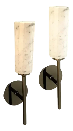 Black Nickel Carrara Marble Wall Sconces by Simoeng, Set of 2