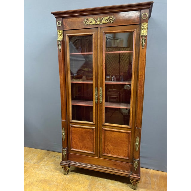 Small Empire-Style Walnut Bookcase, 1930 For Sale - Image 14 of 14