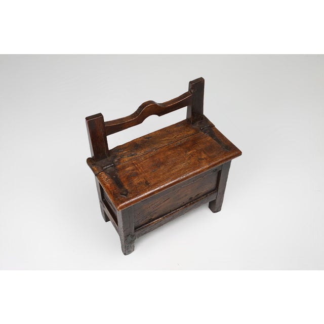 Antique French Wooden Stool with Storage For Sale - Image 6 of 13