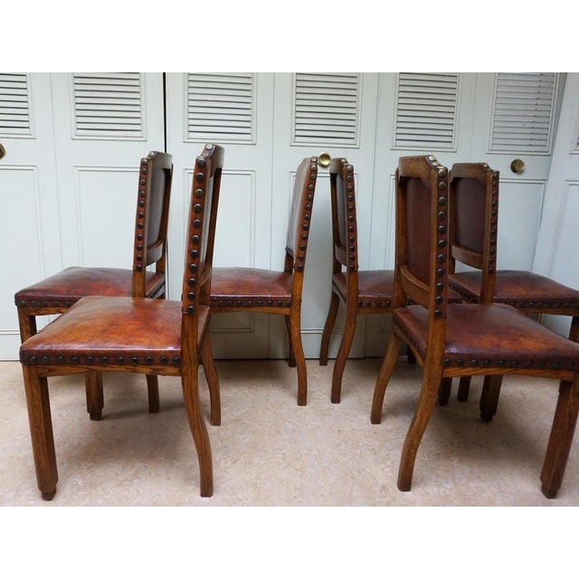 Antique Dutch Art Deco Leather Dining Chairs, 1920s, Set of 6 For Sale - Image 14 of 18