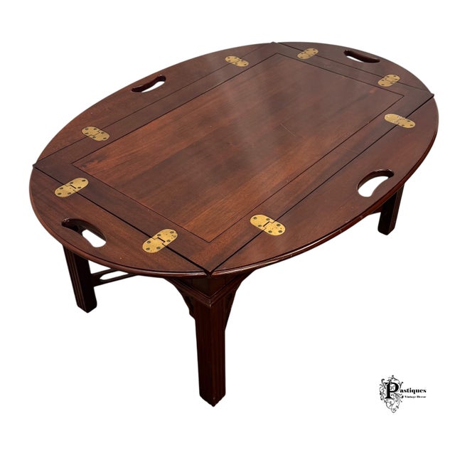 Vintage Chippendale Style Mahogany Butler Coffee / Tray Table For Sale In Greensboro - Image 6 of 10
