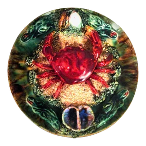 Mid 20th Century Majolica Bernard Palissy Style Faience Trompe l'Oeil Crab Plate