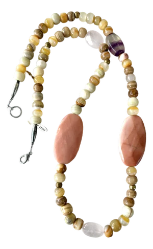 Mixed Vintage Agate Stone Beaded Necklace
