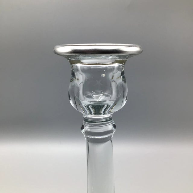1930's Crystal Candles Holders With Silver Bands - A Pair For Sale - Image 10 of 13