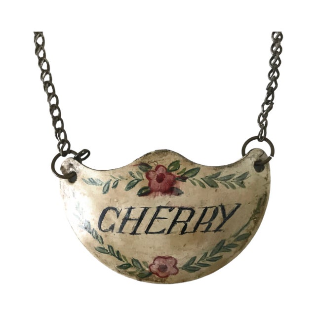 Victorian Antique French Enamel "Cherry" Liquor Decanter Tag For Sale - Image 3 of 8