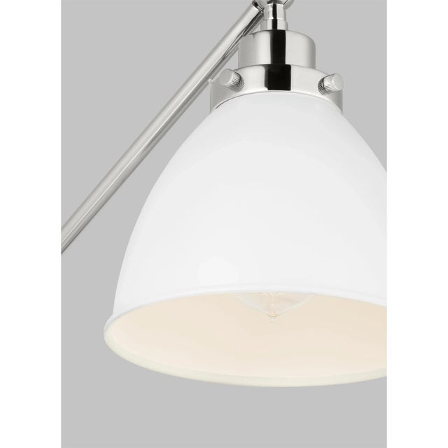 Chapman & Myers by Visual Comfort Studio Wellfleet Single Arm Dome Task Sconce, Matte White & Polished Nickel For Sale - Image 4 of 5