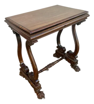 Antique English Regency Rosewood Work/Side Table With Fitted Interior.