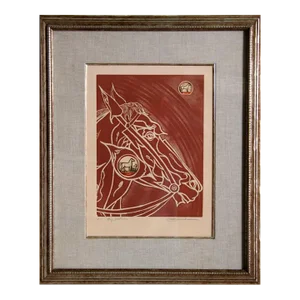 Prize Stallions, Martin Barooshian Woodcut