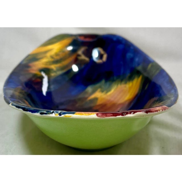 Vintage Oval Maling Multicolored Art Deco Bowl Made in England - Circa 1930’s For Sale In Dallas - Image 6 of 11