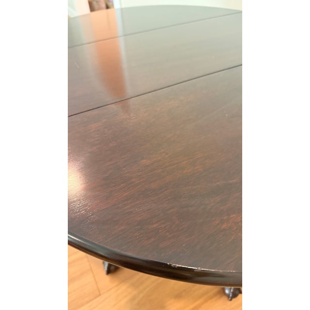 Late 20th Century Kittinger Colonial Williamsburg Drop Leaf Round Mahogany Table For Sale - Image 10 of 15