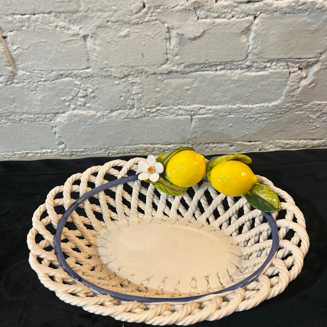 Gorgeous porcelain lace handmade bowl. Beautiful lemon accents hand-painted made in Italy.