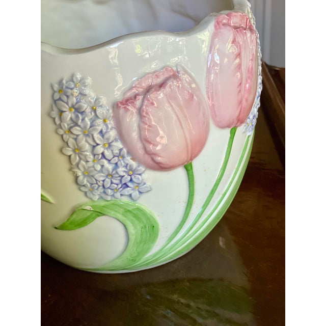 Vintage Tulip and Lilac Ceramic Cachepot By Mary Ann Baker For Sale - Image 9 of 9