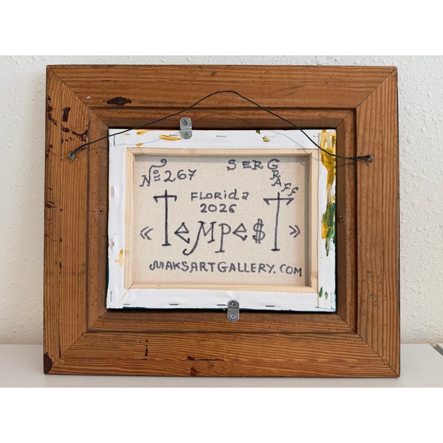 Blue Serg Graff Acrylic Painting Ship Seascape "Tempest" Expressionist Modern Art Coa For Sale - Image 8 of 8