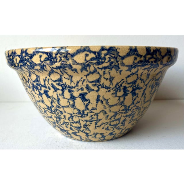 1920s Antique Blue Spongeware 10" Bowl-Robinson Ransbottom For Sale - Image 5 of 6