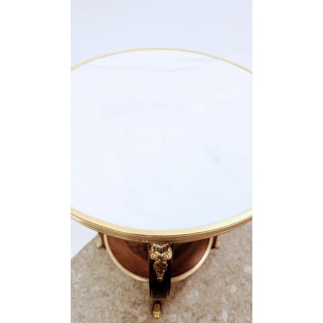Brown Late 19th Century Vintage French Louis XVI Style Round Side Table Blanco Ibiza Marble For Sale - Image 8 of 8