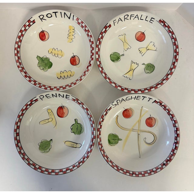 White Late 20th Century Italian Bistro “Pasta for 4” Ceramic Bowl Set by Tabletop Unlimited, 5-Piece Handpainted Eclectic For Sale - Image 8 of 9