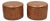Contemporary Modern Moroccan Style Brown Faux Leather Round Storage Ottoman Pair For Sale