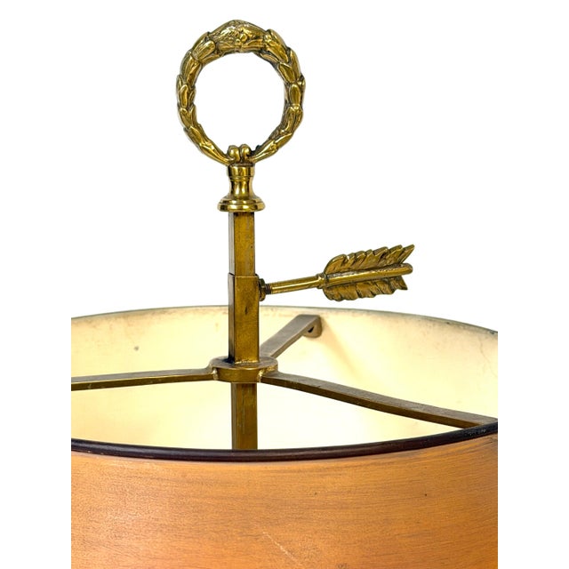 19th Century Louis XVI Style Ormolu Bouillotte Lamp, Ochre Tole Shade For Sale - Image 12 of 18