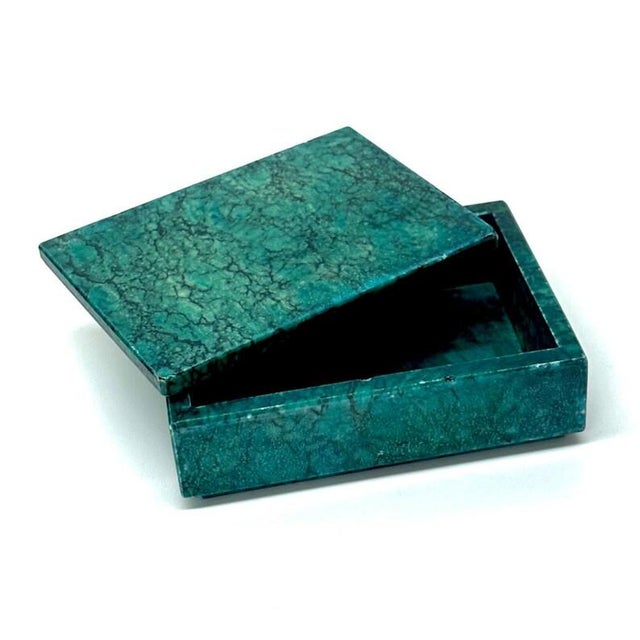 Green Mid-Century Malachite Stone Trinket or Jewelry Box For Sale - Image 8 of 12