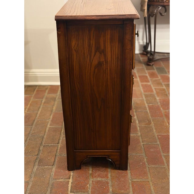 1970s Vintage Weiman Oak Three-Drawer Accent Chest With Original Brass-Tone Hardware For Sale - Image 5 of 9