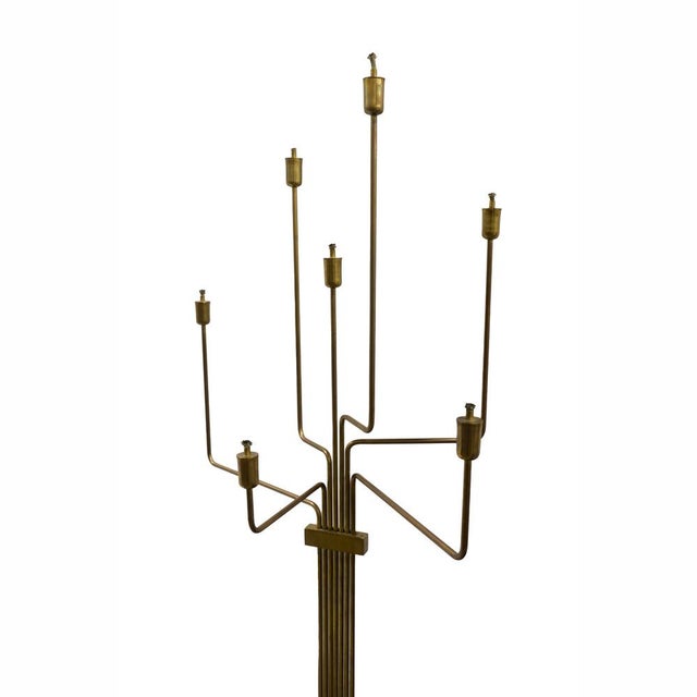Contemporary Talitha Italian Floor Candelabra in Bronzed Brass with Seven Arms For Sale - Image 3 of 5