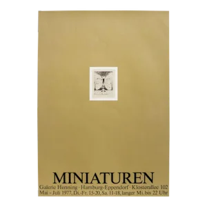 1977 German Exhibition Poster, Miniaturen, Galerie Henning, Serigraphy