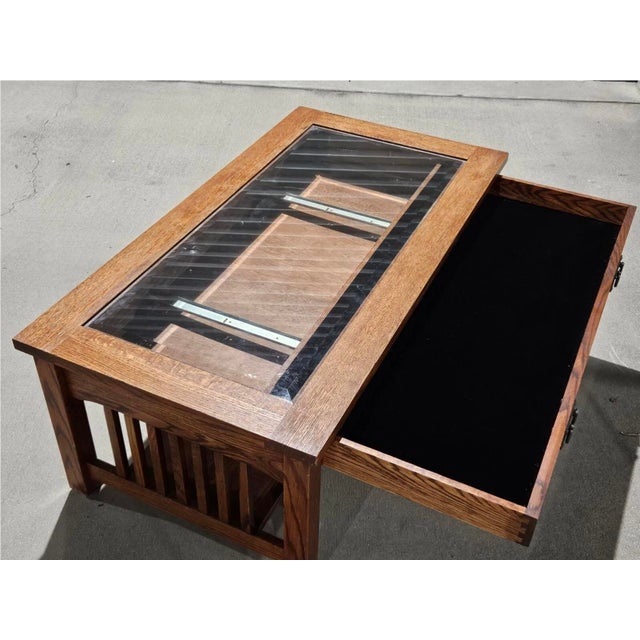 1990s Trend Manor 1008 Curio Table Mission Style Solid Oak Wood For Sale - Image 12 of 12