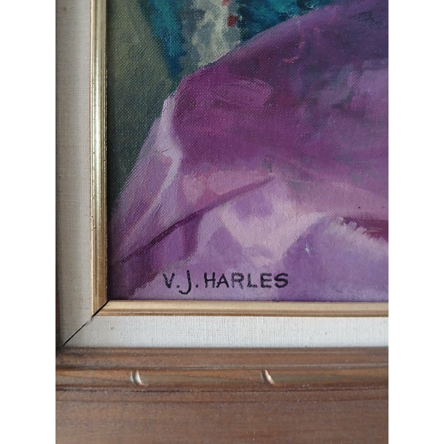Realism Mid 20th Century Victor Harles Chianti and Blossoms - Still Life Oil on Board For Sale - Image 3 of 5