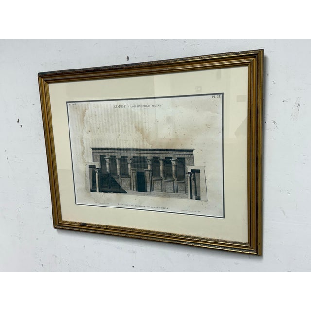 French Architectural Print “Edfou (Apollinopolis Magna)” Temple Portico Elevation, Framed For Sale - Image 3 of 12
