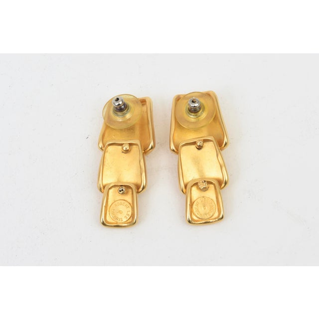 Metal Vintage Robert Lee Morris Gold Plated Sculptural Dangle Earrings, 1980's For Sale - Image 7 of 10