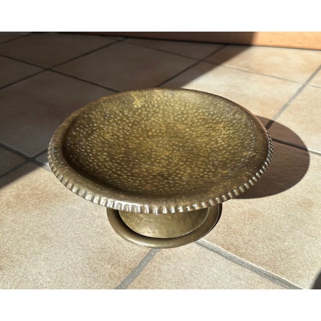 Antique Art Deco Center Table in Wrought and Hammered Brass, Germany, 1920s For Sale - Image 6 of 11