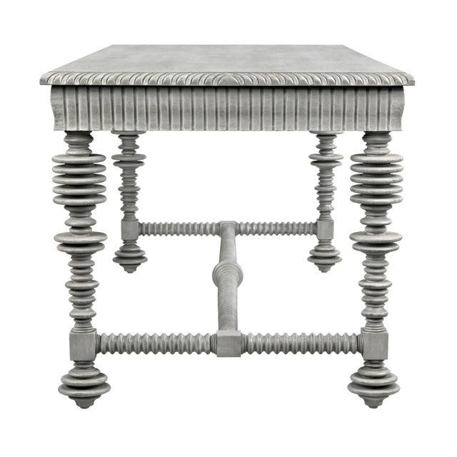 Gray NOIR Portuguese Desk, Distressed Grey For Sale - Image 8 of 10
